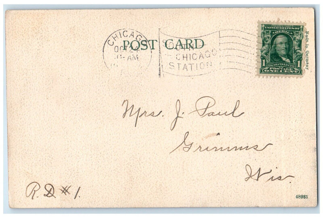 1905 Chicago Palmer House Exterior Building Horse Carriage Illinois IL Postcard