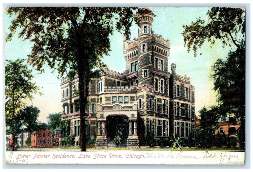 1907 Potter Palmer Residence Lake Shore Drive Exterior Chicago Illinois Postcard