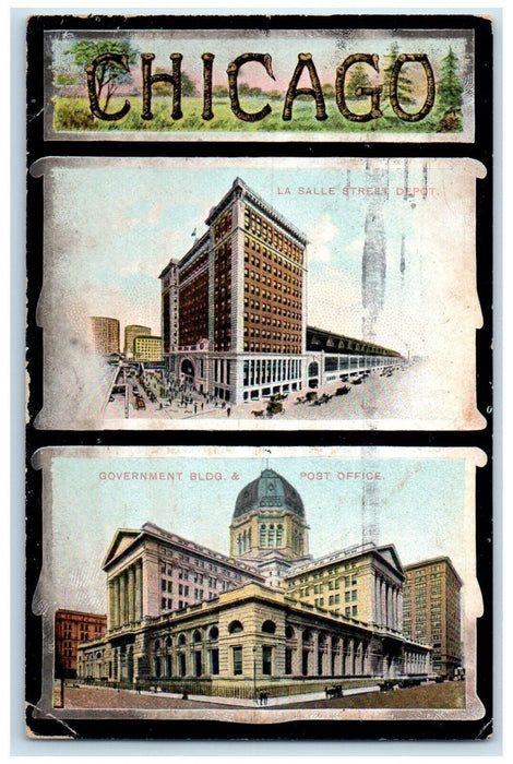 1909 La Salle Street Depot Government Bldg Post Office Chicago Illinois Postcard