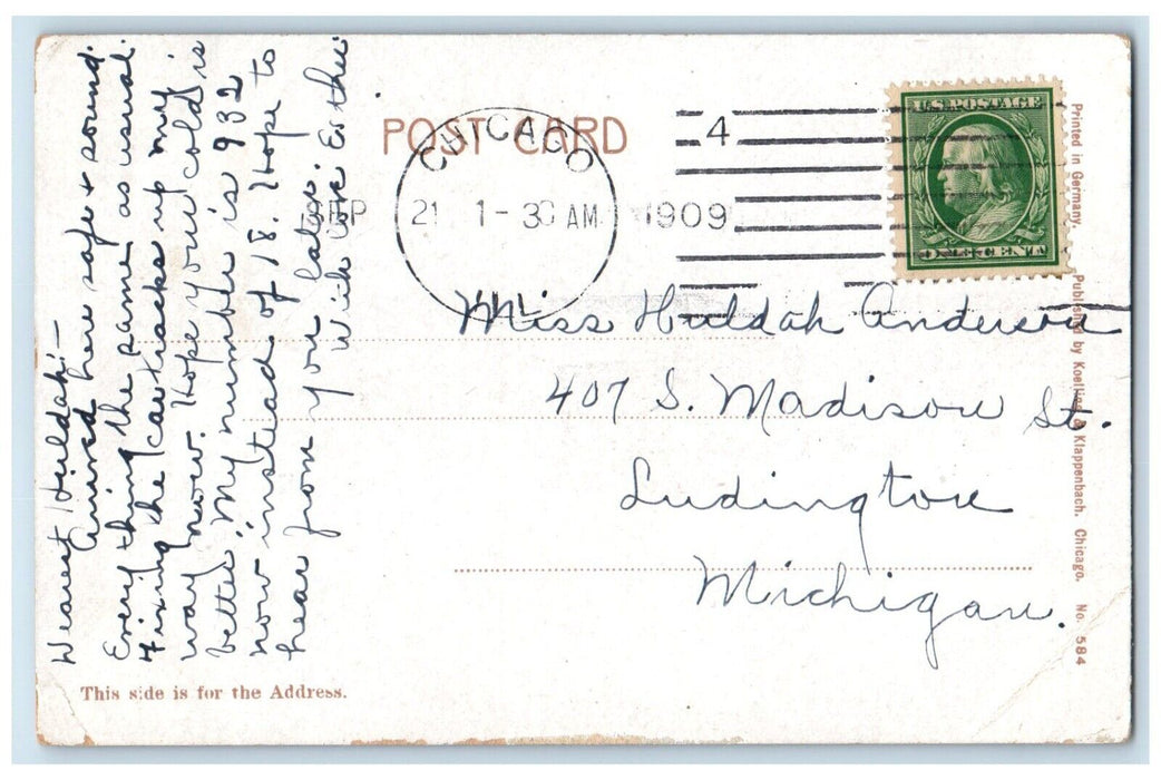 1909 La Salle Street Depot Government Bldg Post Office Chicago Illinois Postcard