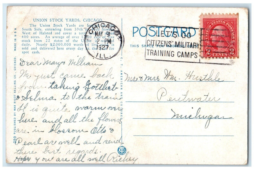 1927 Cattle Pens Union Stock Yards West Halsted Cows Chicago Illinois Postcard