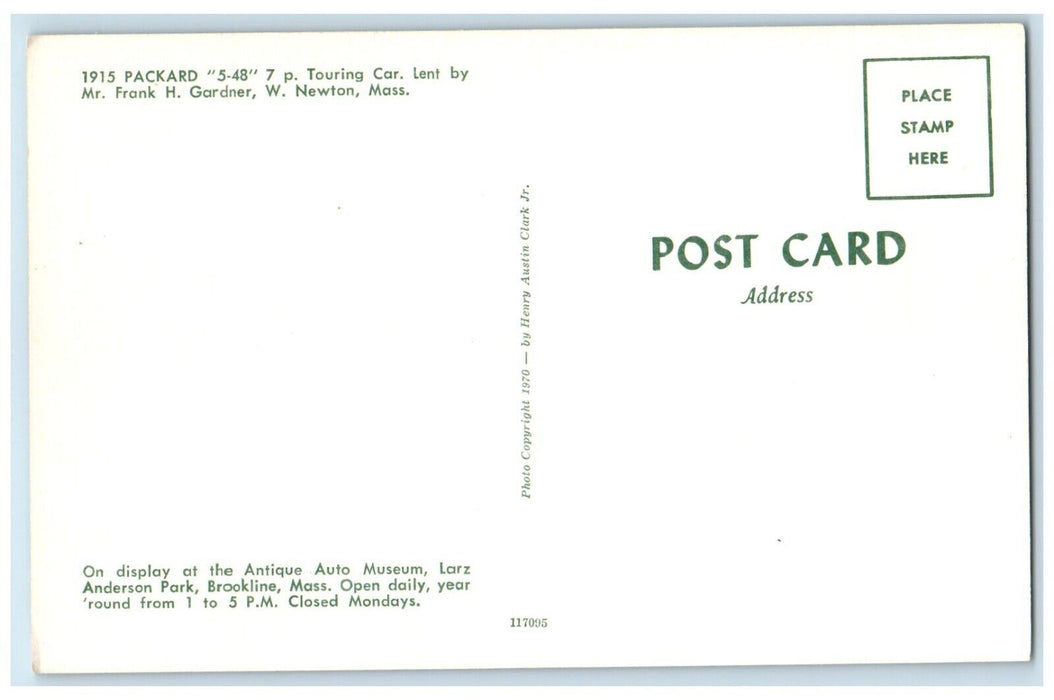 1960 1915 Packard 5-48 Touring Car Newton Massachusetts Antique Vintage Postcard