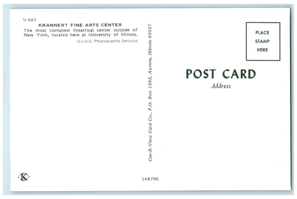 c1940 Krannert Fine Arts Center Theatrical Building Chicago Illinois IL Postcard