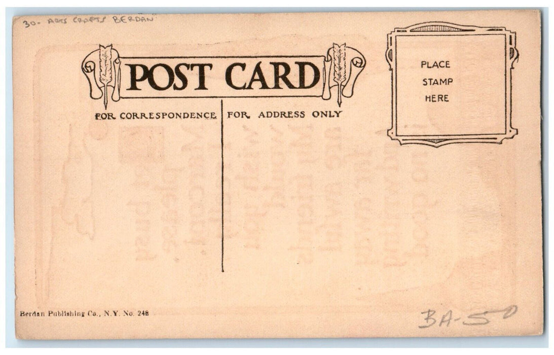 c1910's Get Busy Marconi Trees Embossed Arts Crafts Berdan Antique Postcard