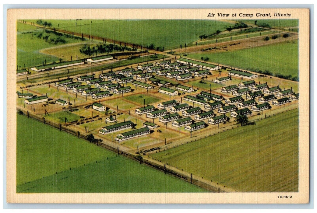 1941 Air View Rockford Army Reception Center Field Camp Grant Illinois Postcard