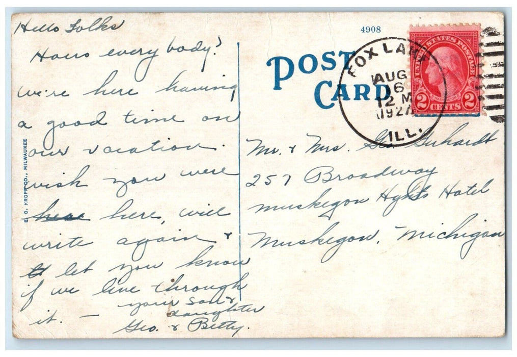 1927 I Don't Fish Much But I Landed Beauty Today Fox Lake Illinois IL Postcard