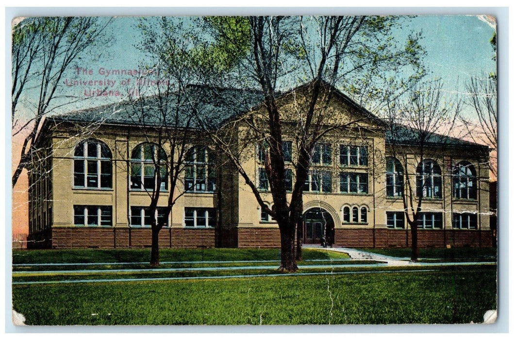 1913 Gymnasium University Illinois Exterior Building Urbana Illinois IL Postcard