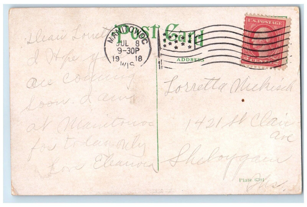1918 New Steel Floating Drydock Steamer Ship Manitowoc Wisconsin Posted Postcard