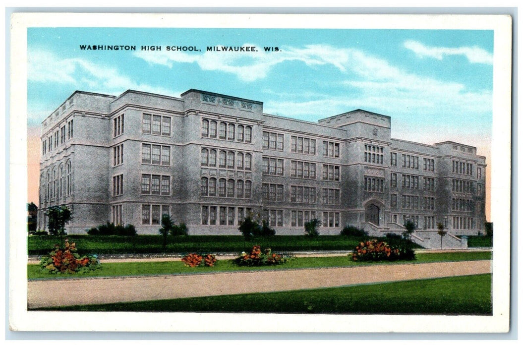 c1920 Washington High School Exterior Building Milwaukee Wisconsin WI Postcard