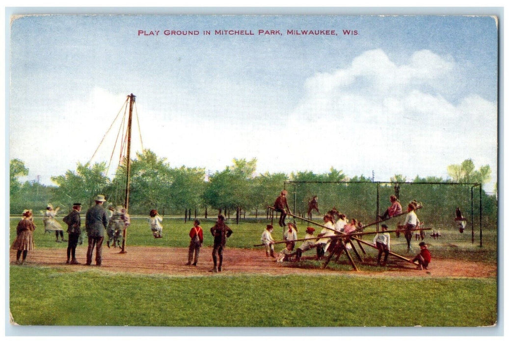 1910 Play Ground Mitchell Park Milwaukee Wisconsin Vo Hammon Publishing Postcard