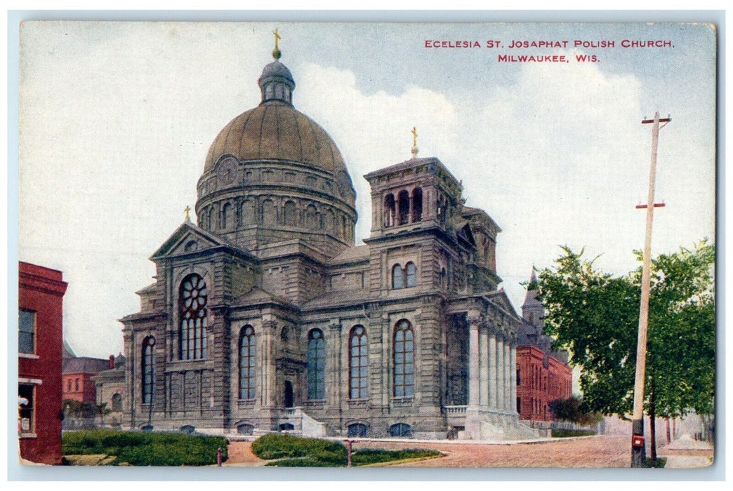 c1910 Exterior Ecelesia St Josphat Polish Church Milwaukee Wisconsin WI Postcard