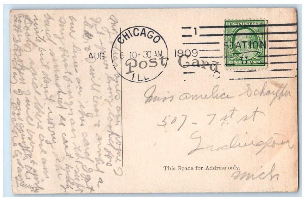 1909 Grotto Lake Mitchell Park Canoe Boat River Milwaukee Wisconsin WI Postcard