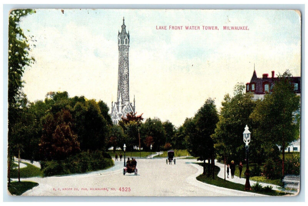 1909 Lake Front Water Tower Exterior Building Road Milwaukee Wisconsin Postcard