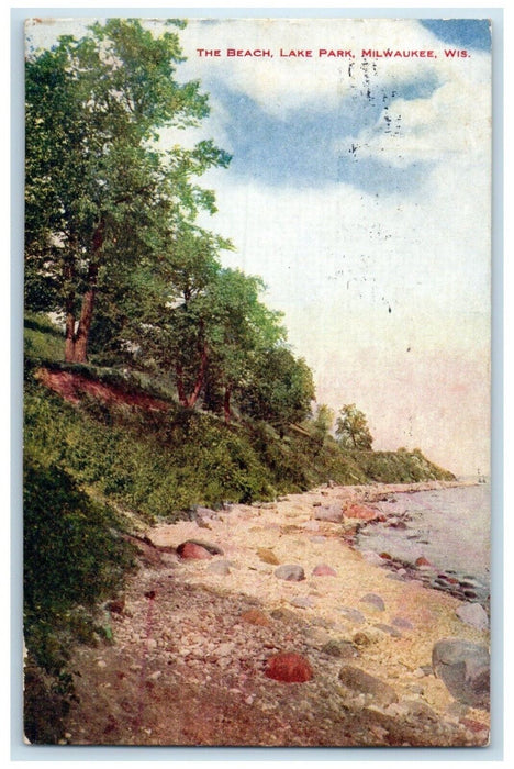 1908 Scenic Beach Lake Park Milwaukee Wisconsin WI Vo Hammon Publishing Postcard