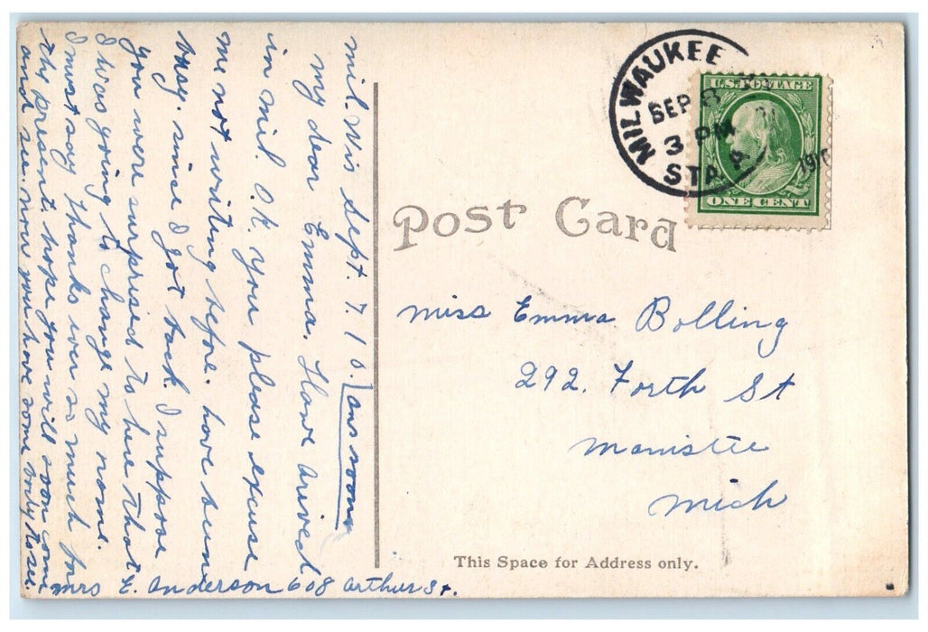 1910 East Side High School Building Milwaukee Wisconsin Vintage Antique Postcard