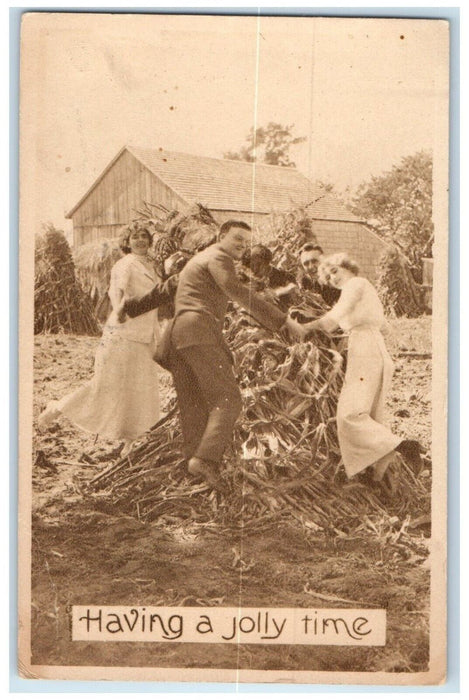 1915 Women And Men Having A Jolly Time Plymouth Massachusetts MA Posted Postcard