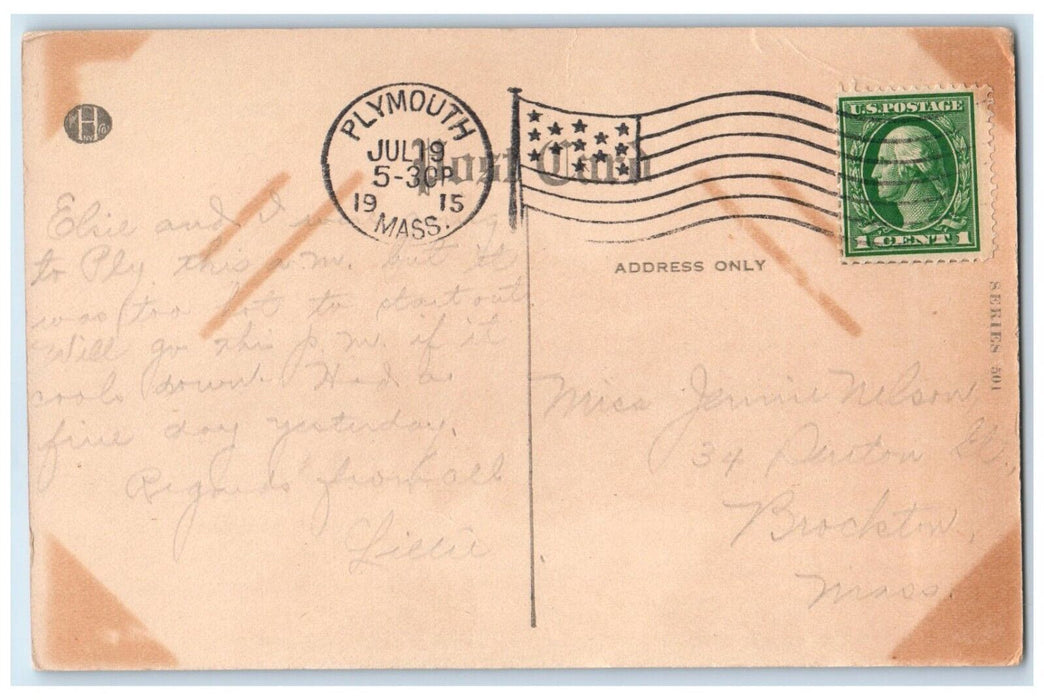 1915 Women And Men Having A Jolly Time Plymouth Massachusetts MA Posted Postcard