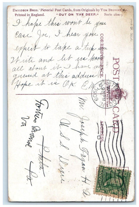 1909 Sailors Bold Out Of The Deep Moby Dick Hartford Connecticut Tuck's Postcard