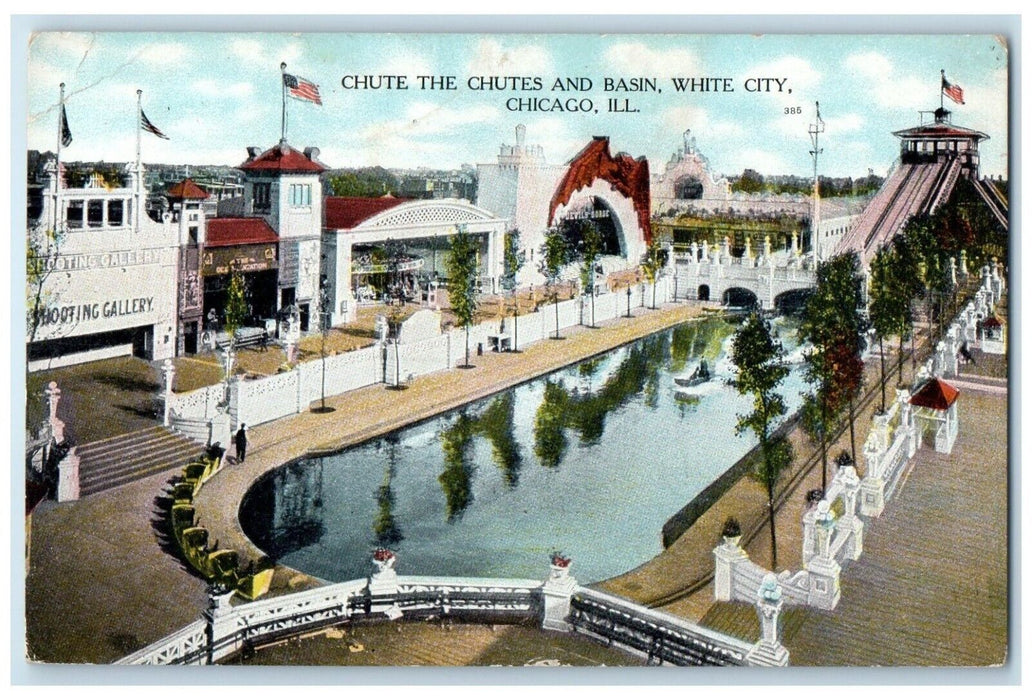 c1910's Chute The Chutes And Basin White City Chicago Illinois IL Postcard