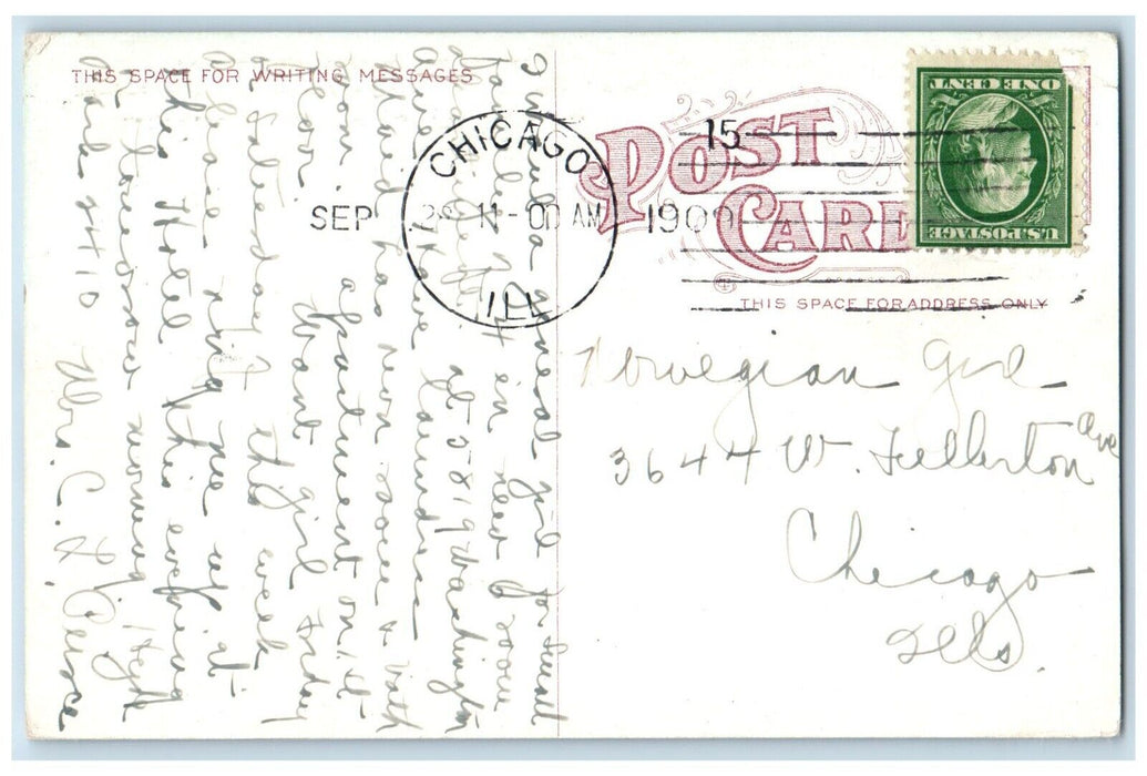 1909 Hotel Del Prado Building Cars Chicago Illinois IL Posted Antique Postcard