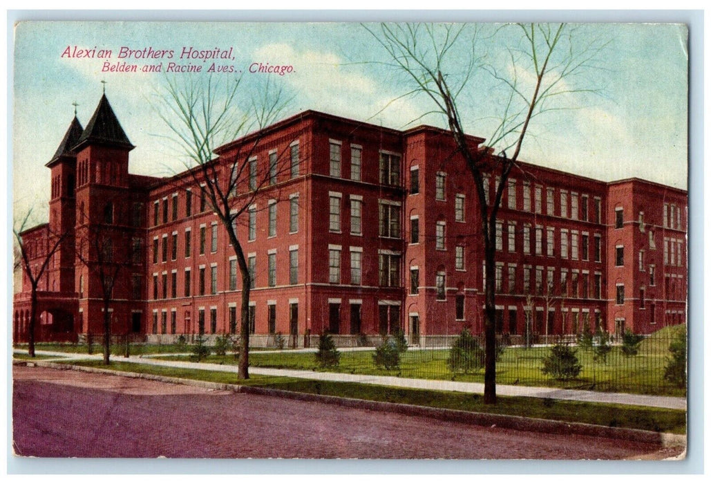 c1910's Alexian Brothers Hospital Building Chicago Illinois IL Antique Postcard