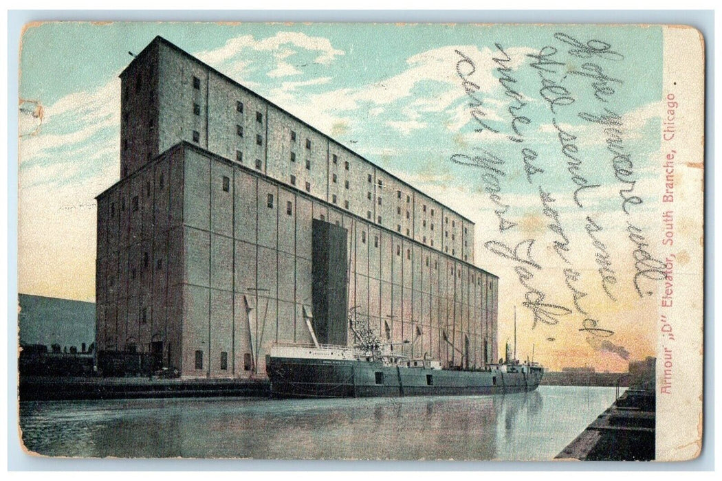 1907 Armour D Elevator South Branche Chicago Illinois IL Antique Postcard