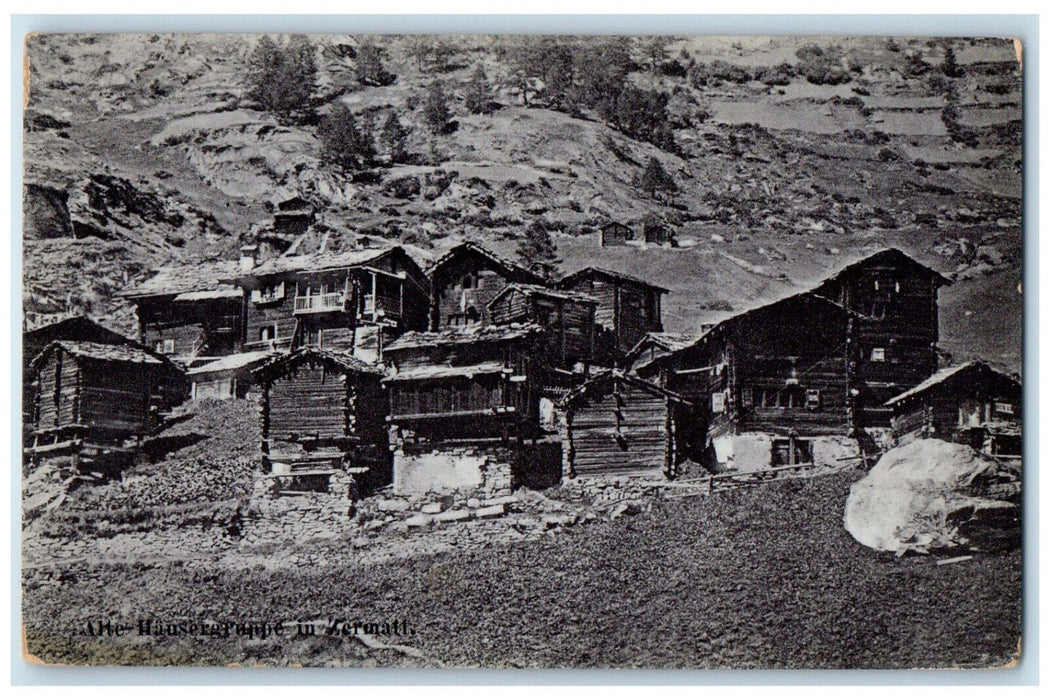 c1910 The Group of Houses in Zermatt Switzerland Antique Unposted Postcard