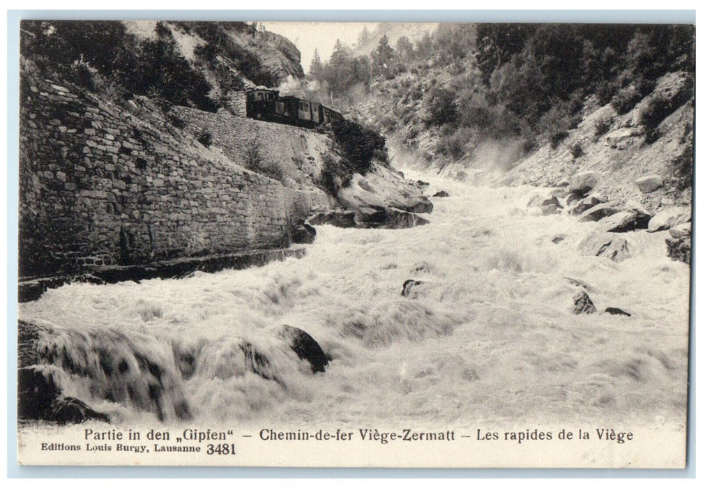 c1910 The Rapids Of The Viege Zermatt Railway Switzerland Antique Postcard