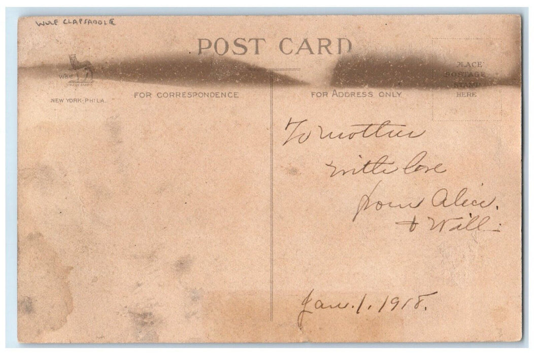 1908 New Year House Winter And Trees Wolf Clapsaddle Posted Antique Postcard