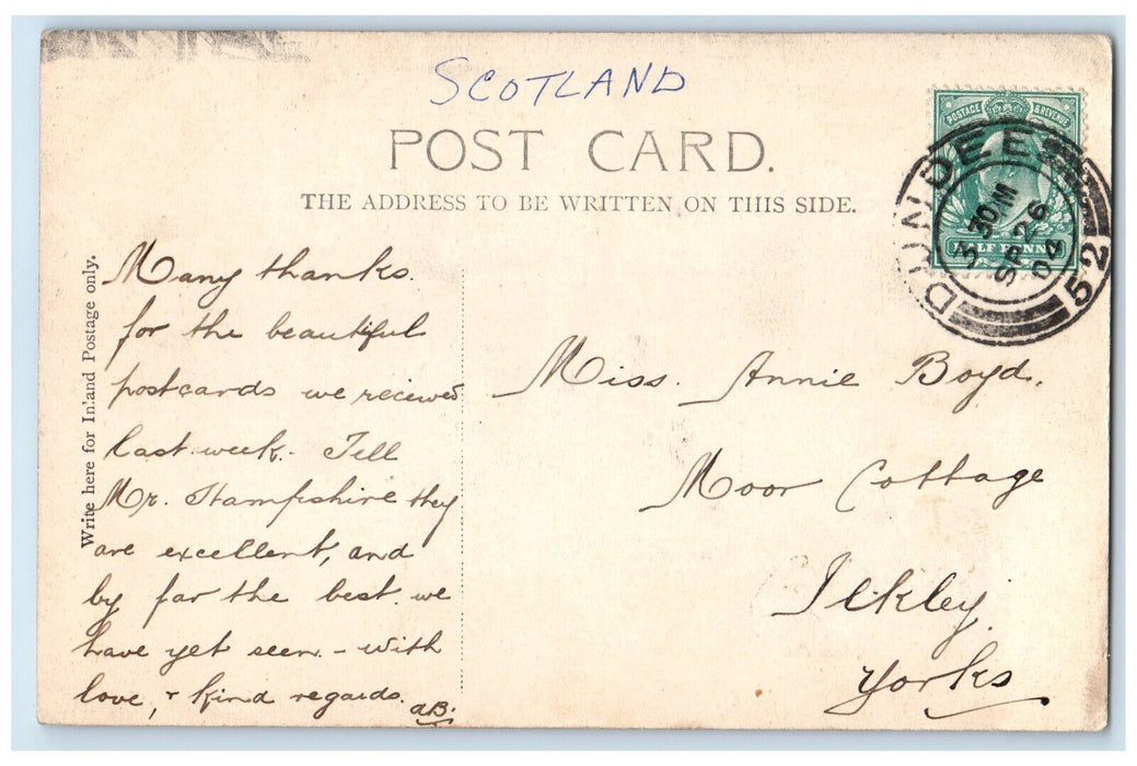 1904 Blackness Terrace Dundee Scotland Valentines Series Posted Postcard