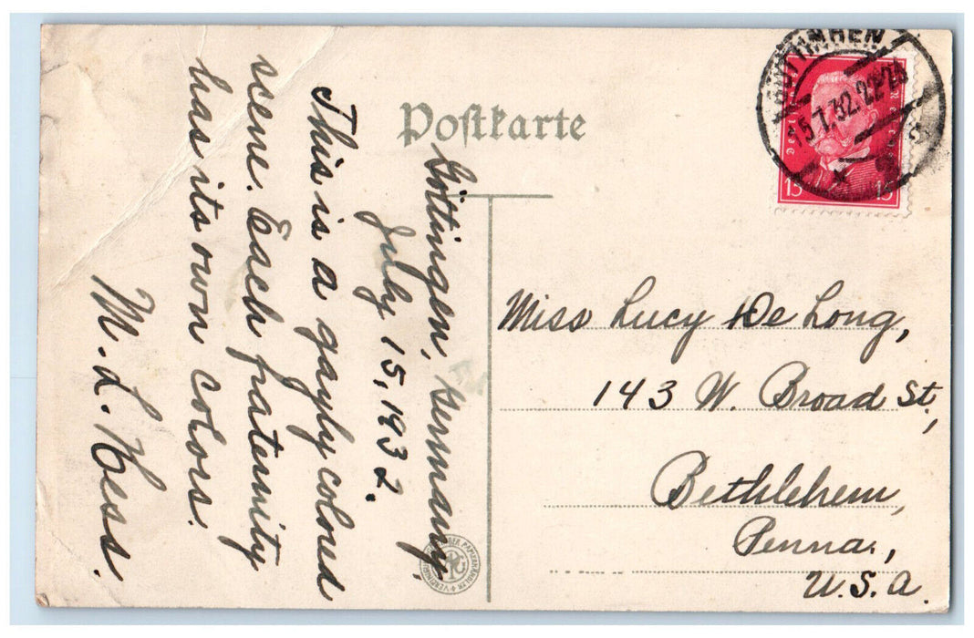 1932 Gottingen Student Celebration in the Marketplace Germany Posted Postcard