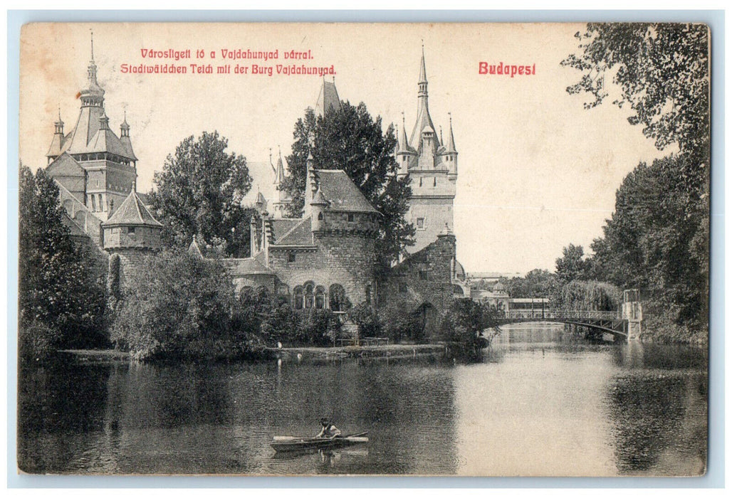 1928 City Park Telch With The Castle Vajdahunyad Budapest Hungary Postcard