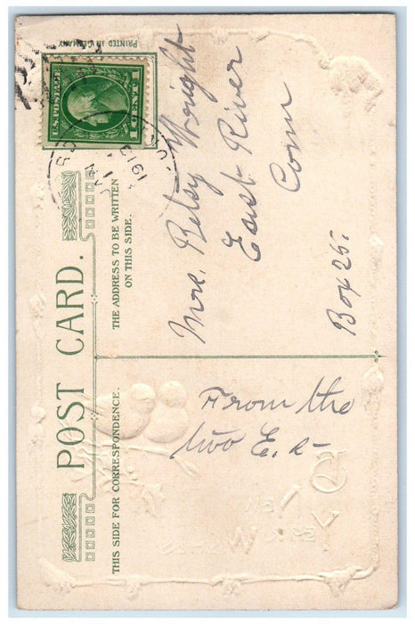 1913 New Year John Winsch Song Birds Holly Berries Artist Signed Posted Postcard