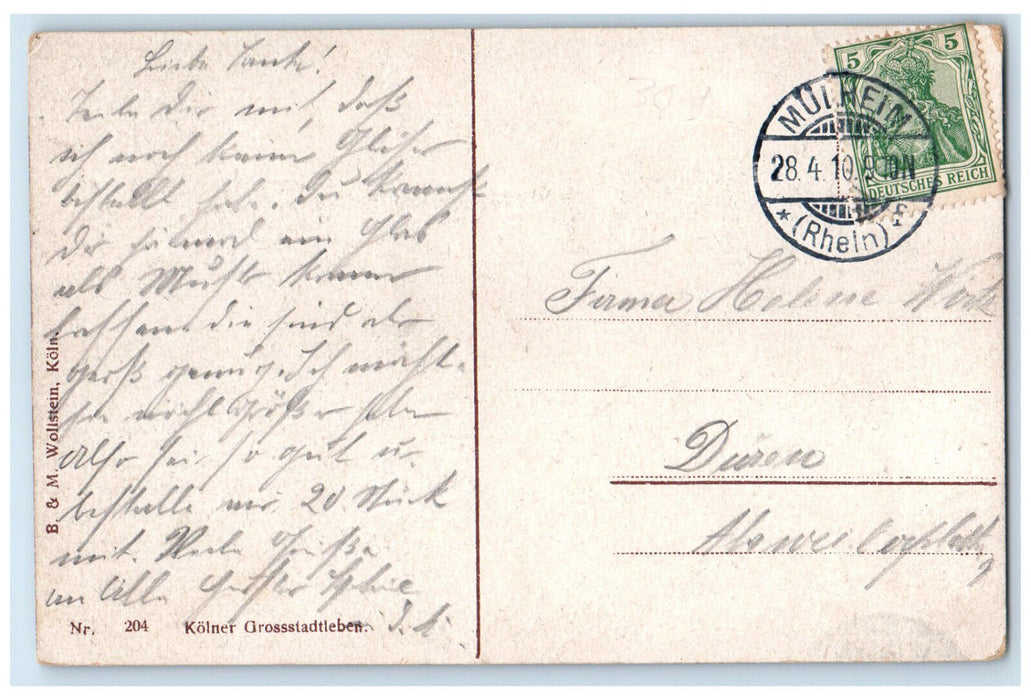 1910 View of Kaiser-Wilhelm Denkmal Cologne Germany Antique Posted Postcard