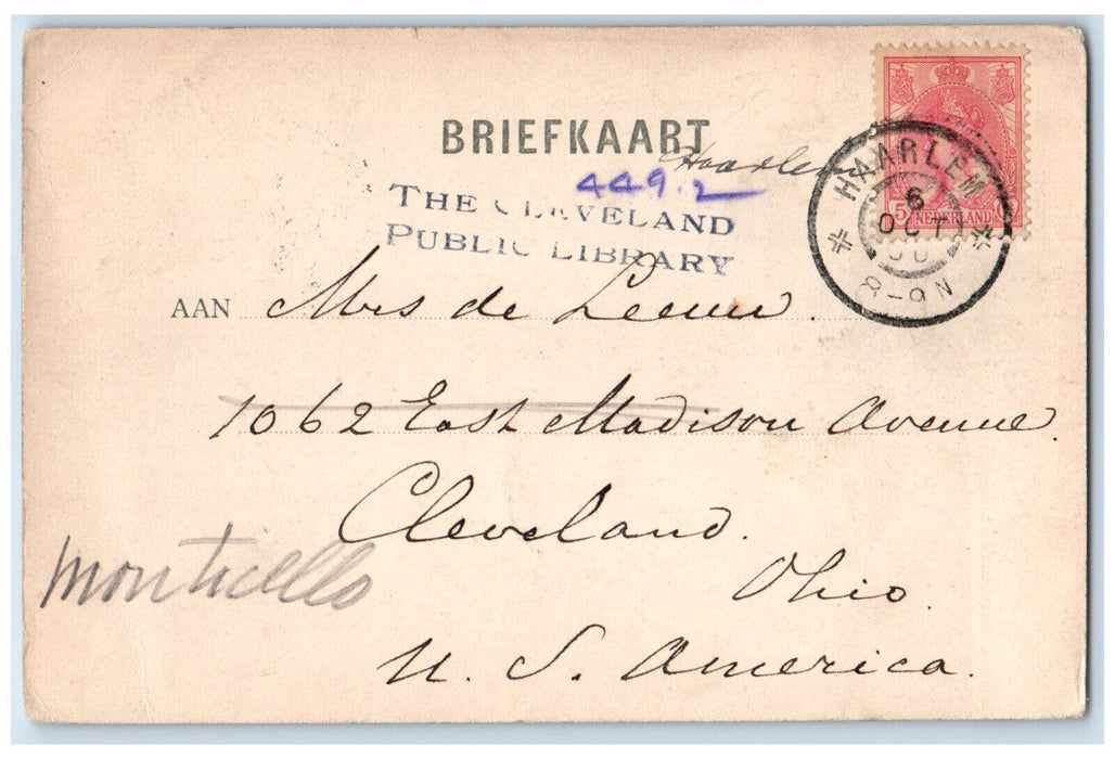 1900 Kraantje Lek Haarlem Overveen Netherlands Antique Posted PMC Postcard