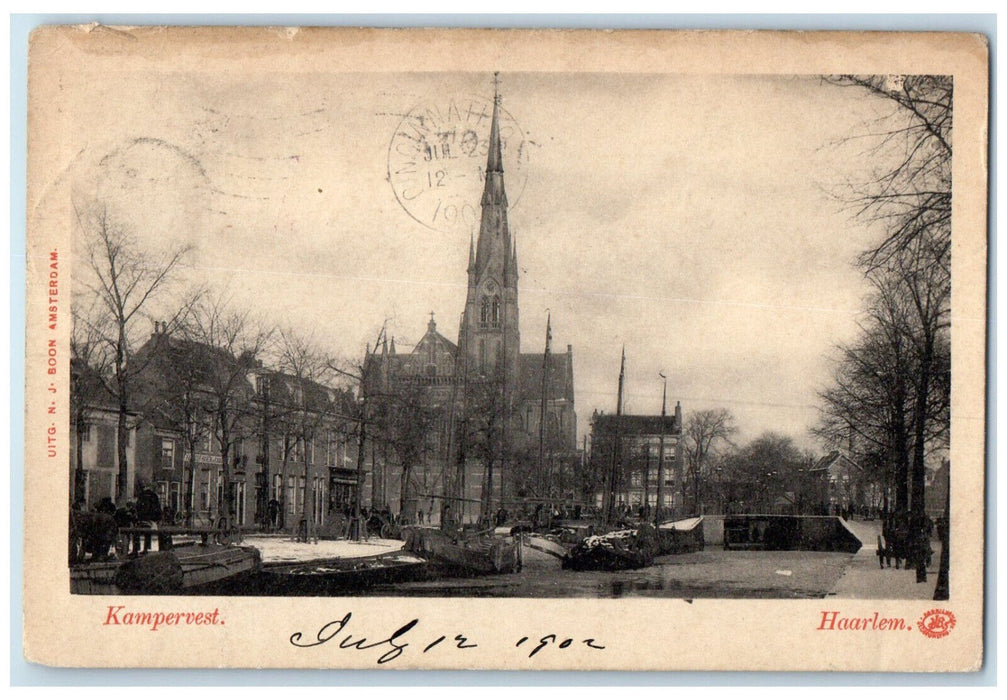 1902 View Kampervest Street Haarlem Netherlands Antique Posted Postcard