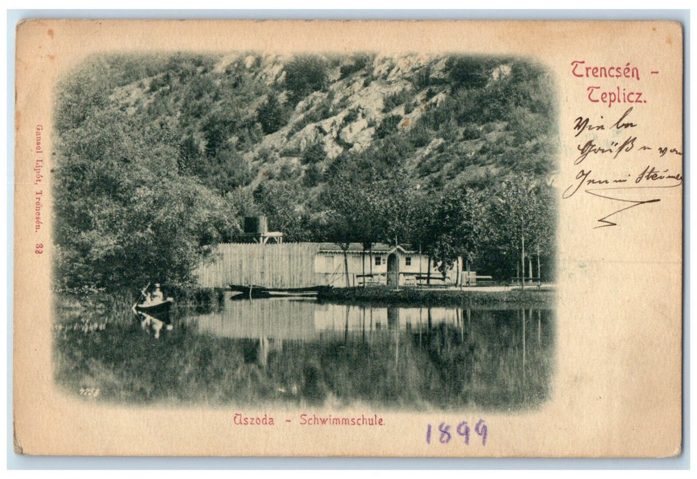 1899 Swimming pool Schwimmschule in Trenčianske Teplice Slovakia PMC Postcard