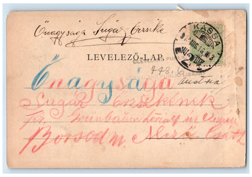1913 Greetings from Kassarol National Theatre Hungary Antique Posted Postcard