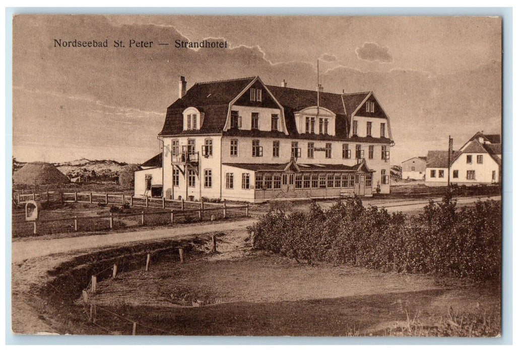 c1910 Road View Nordseebad St. Peter Strandhotel Germany Antique Postcard
