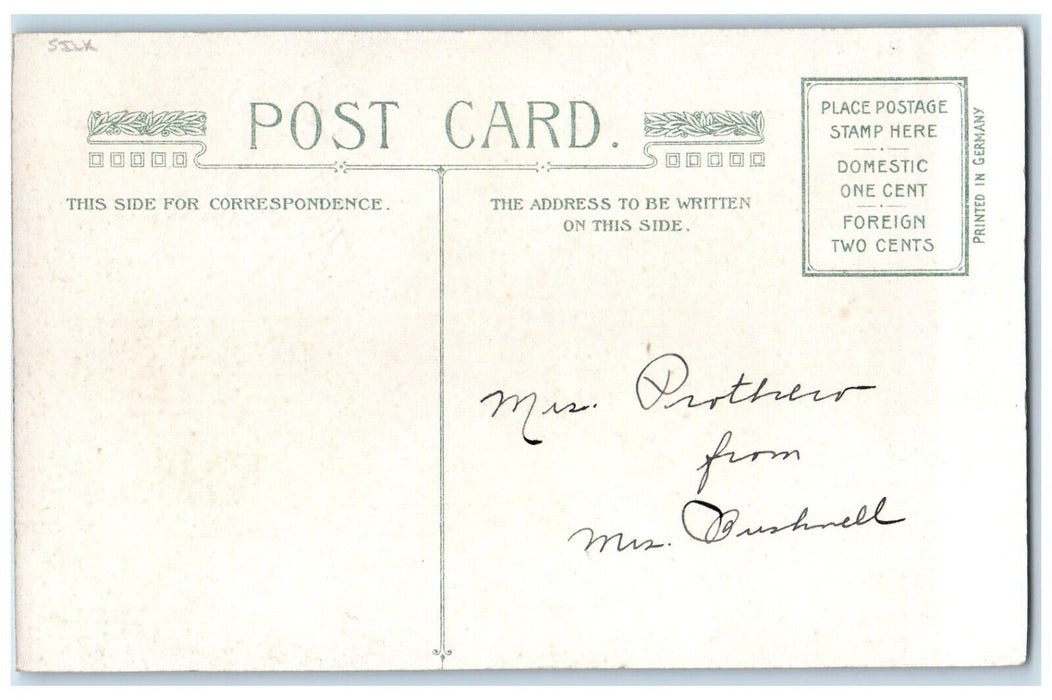c1910's Christmas Wishes Holly Berries Winsch Back Silk Posted Antique Postcard