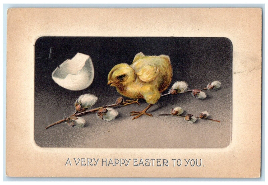 1910 Easter Hatched Egg Pipe Berry Clapsaddle Embossed Springfield MA Postcard