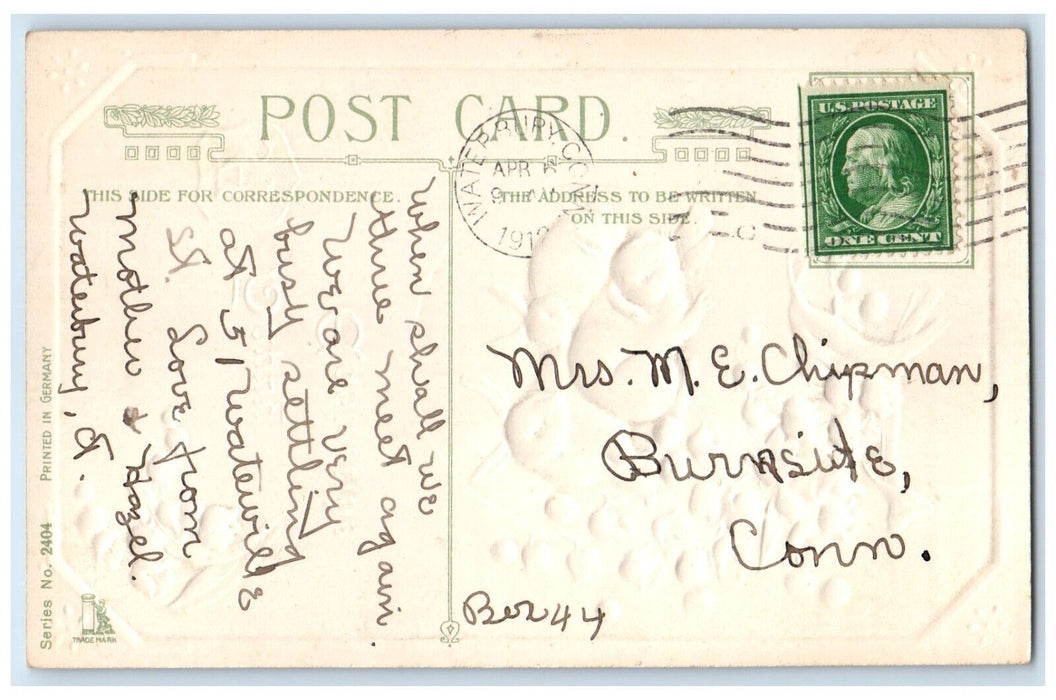 Easter Bunny Rabbit White Flowers Winsch Back Waterbury Connecticut CT Postcard