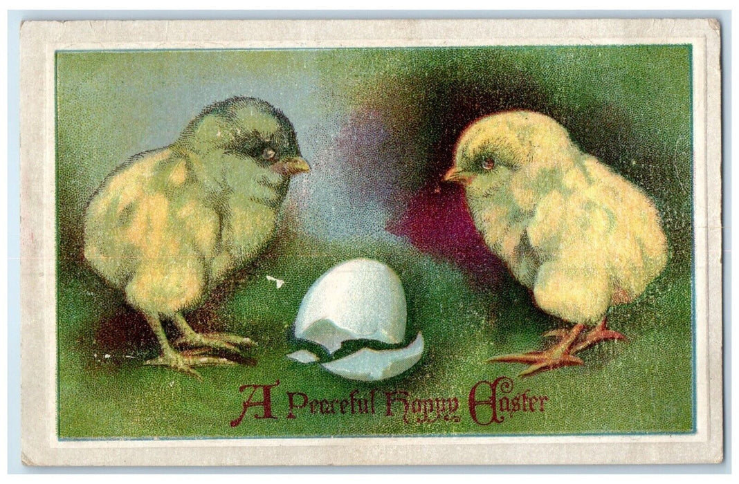 c1910's Happy Easter Hatched Egg Chicks Embossed Syracuse New York NY Postcard