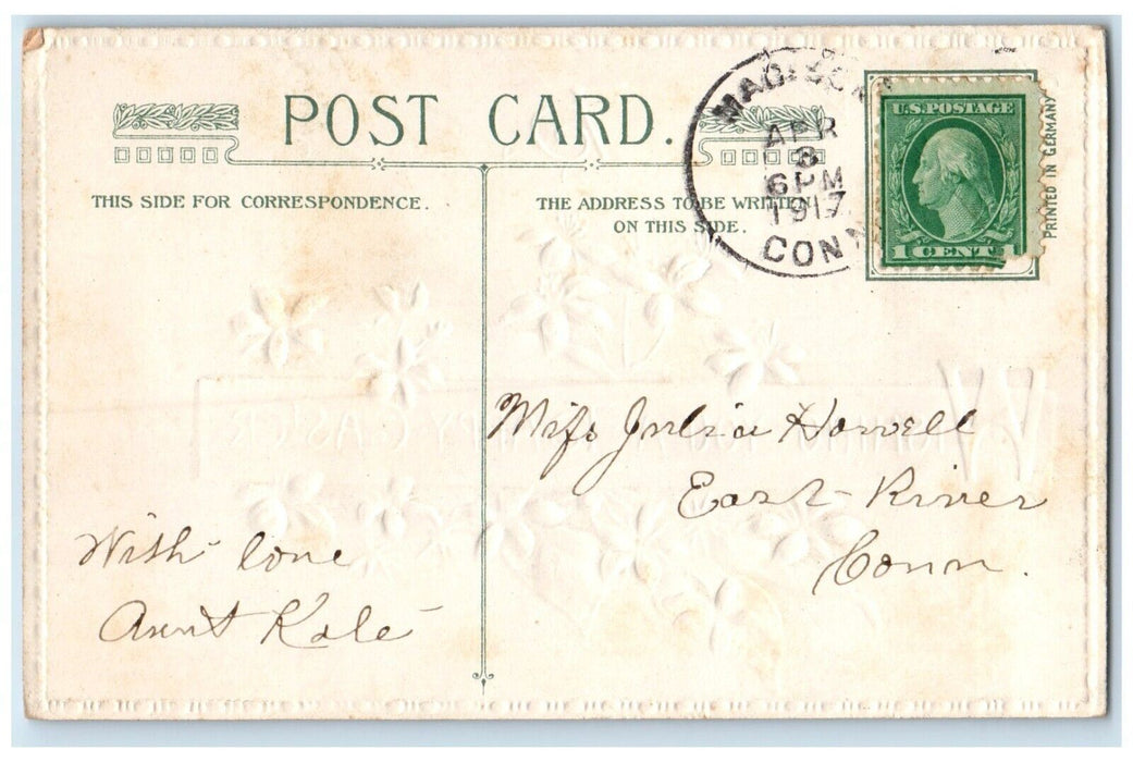 1917 Easter Holy Cross White Lilies Flowers John Winsch Artist Signed Postcard