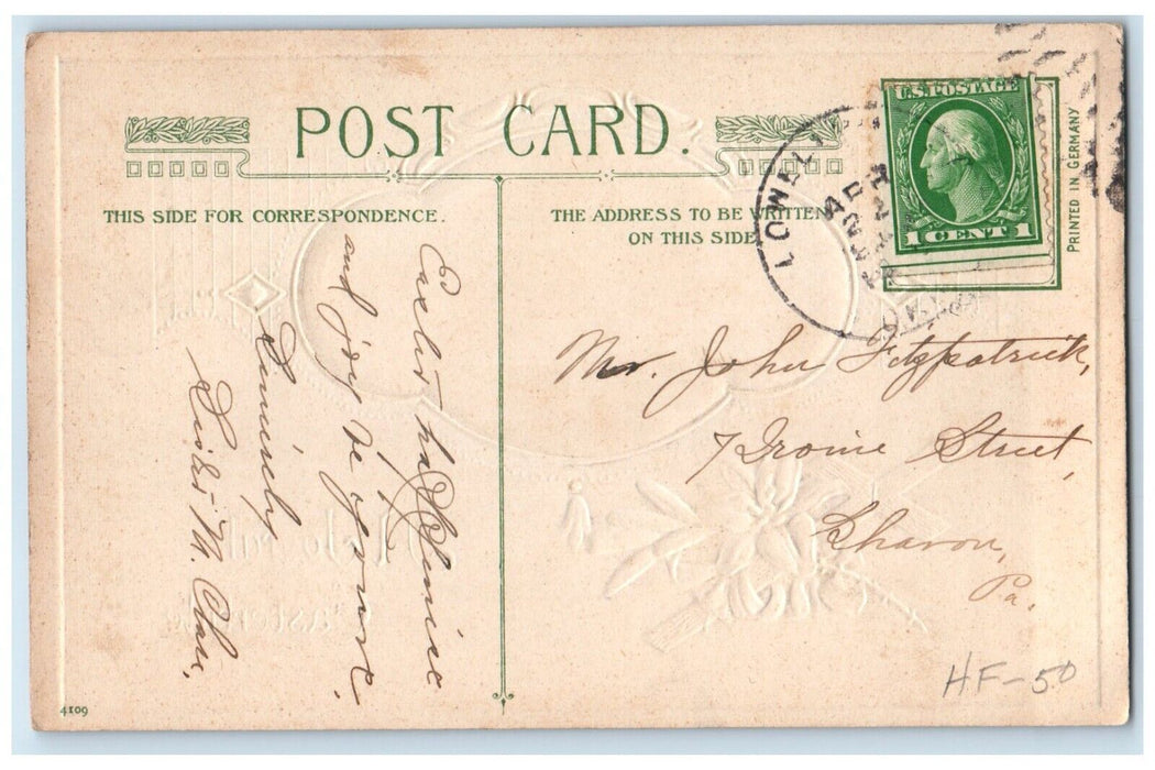 c1910's Easter Holy Cros Lily Flowers Winter John Winsch Artist Signed Postcard