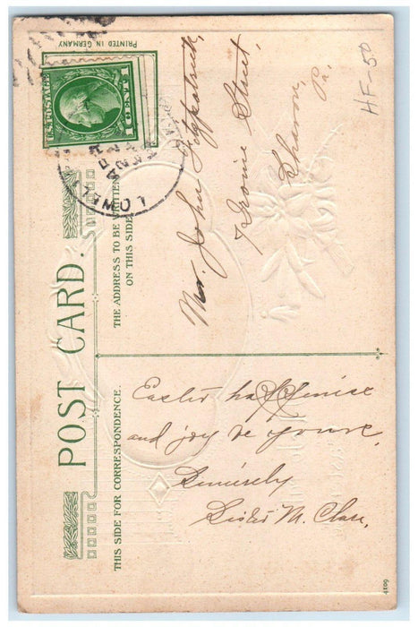 c1910's Easter Holy Cros Lily Flowers Winter John Winsch Artist Signed Postcard