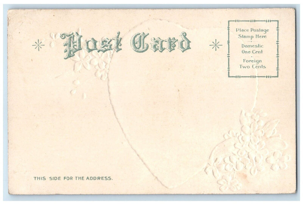 c1905 Valentine Children In Big Heart Pansies Flowers Nash Embossed Postcard