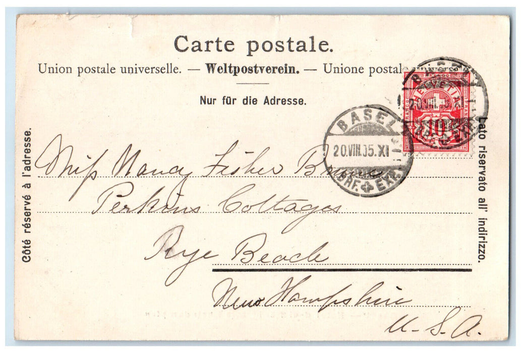 1905 Hotel Drei Konig Mit Rheindampfer Basel Switzerland Antique Posted Postcard