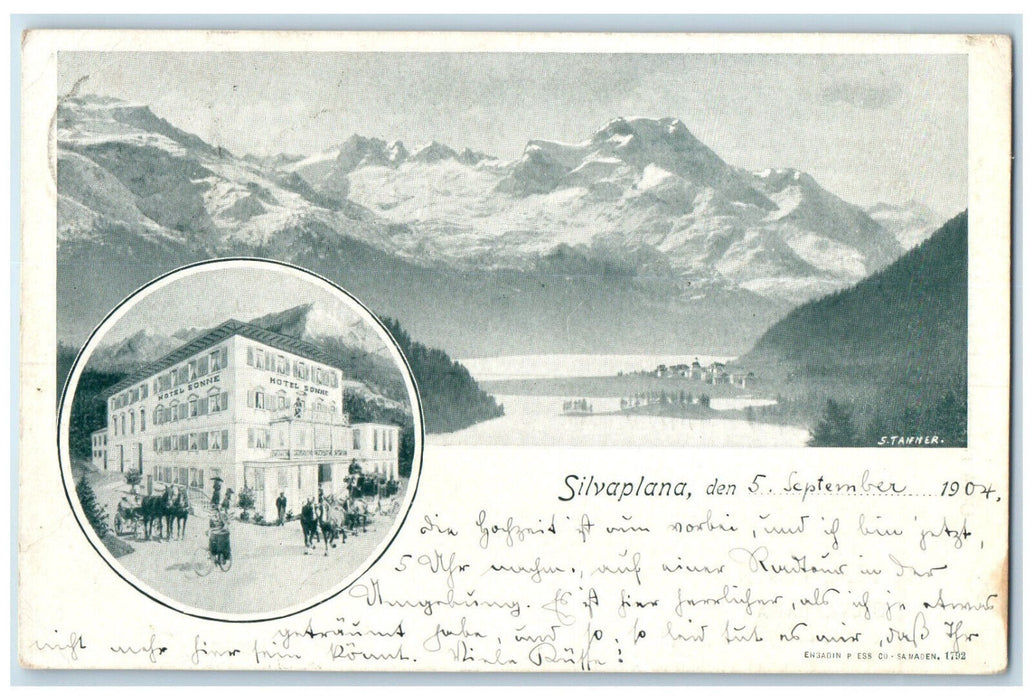 1904 Hotel Sonne Silvaplana Switzerland S. Tanner Photo Antique Postcard