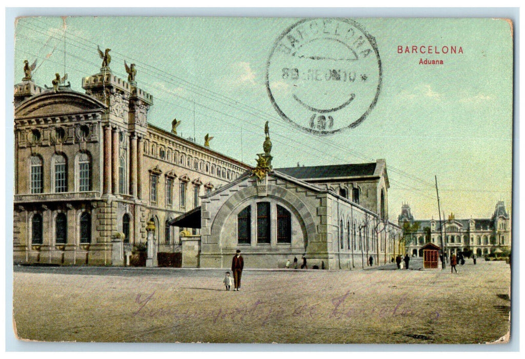 1910 Building of Barcelona Aduana (Customs) Spain Antique Posted Postcard